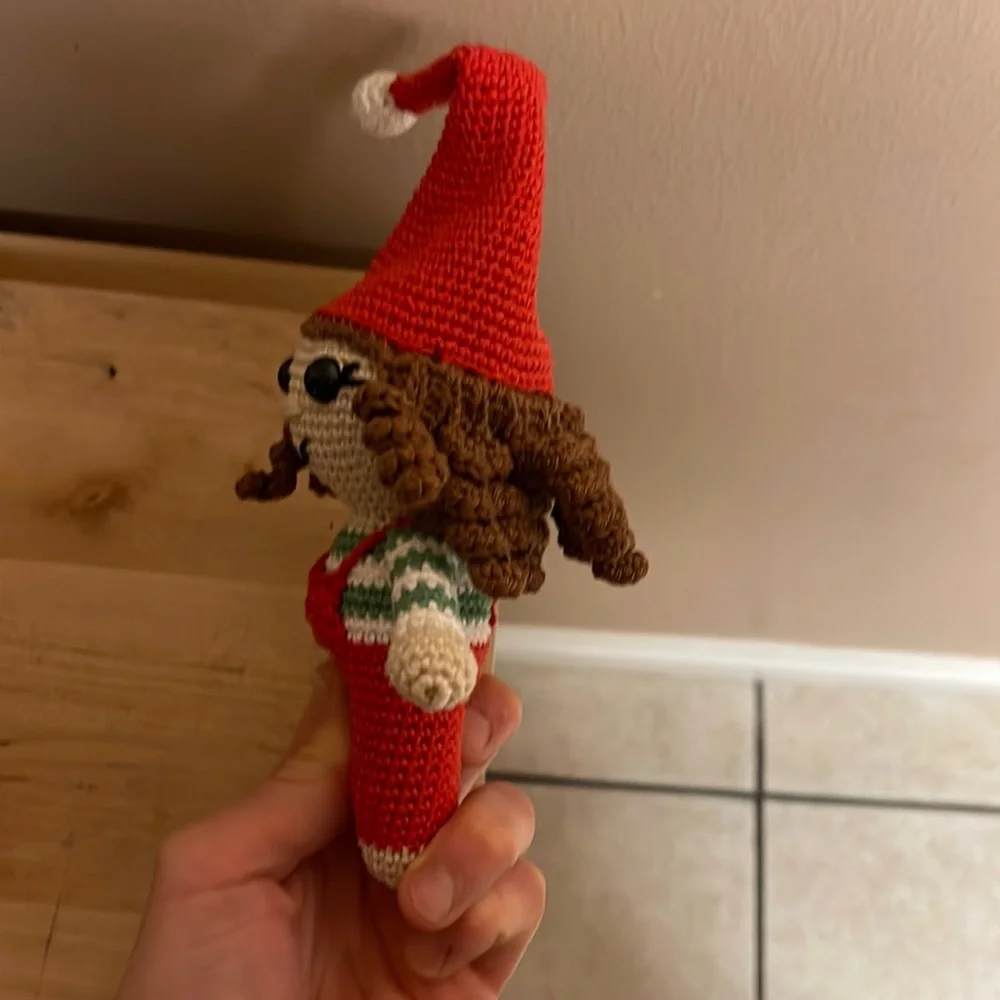 Handcrafted Elf Doll Holiday Christmas Decor Amigurui Crochet - Picture 8 of 11